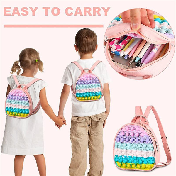 Pop ryggsäck för flickor Mini ryggsäck Push Popper Bubble Fidget Toy Bag Presenter för toddler B