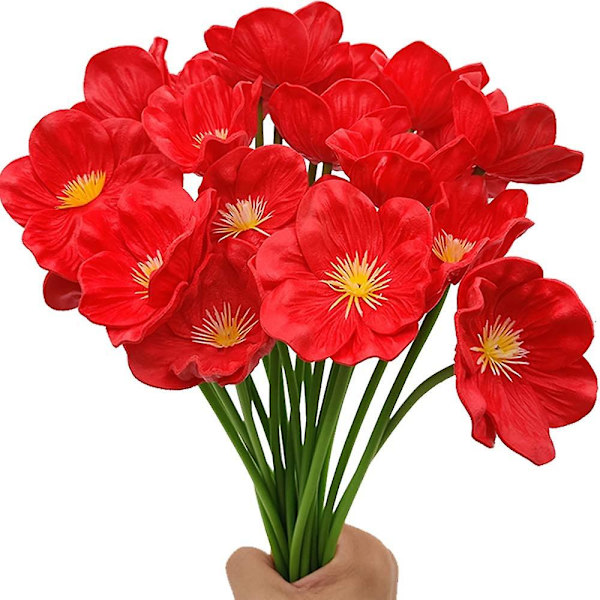 20 stk Kunstig Valmue Rød Blomsterbukett Falske Valmuer Juledekorasjon For Hjem Bryllup Bord Butikk