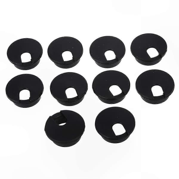 [LCS]10 stk. 35 mm sorte kabelgennemføringer til skrivebordskabelorganisering og hulbeskyttelse Black