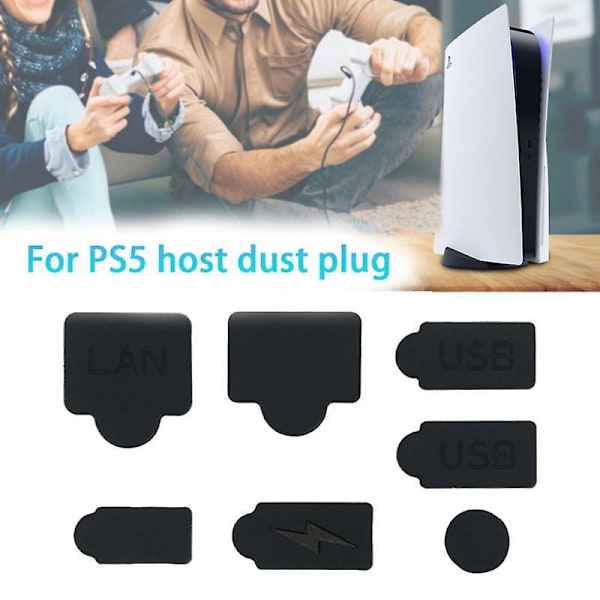 7 st silikondammpluggar set antidamm skydd dammtät plugg Kompatibel med ps5 tillbehör Red set