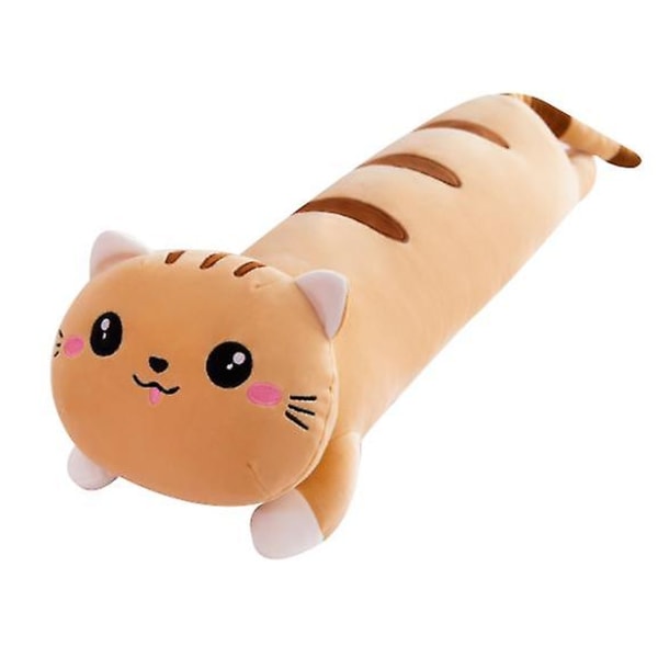 Katt Plyschleksak Lång Bomulls Docka Plysch Mjuk Bomull Fylld Sovkudde yellow 130cm