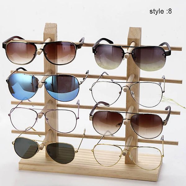 1 stk. Træ Solbrille Display Rack Hylde Træ Holdbar Brille Show Stand Holder 8