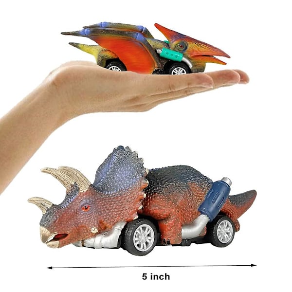 Dinosauruslelu, vedettävät autot, 6 kpl, dinosaurusleluja 3+ -vuotiaille pojille ja tytöille, vedettävät leluautot, dinosauruspelit T Rexillä