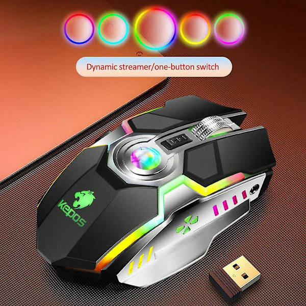 G80 Trådlös Gamingmus Uppladdningsbar Gamingmus Tyst Ergonomisk 7 Knappar RGB Bakgrundsbelyst 1600 DPI