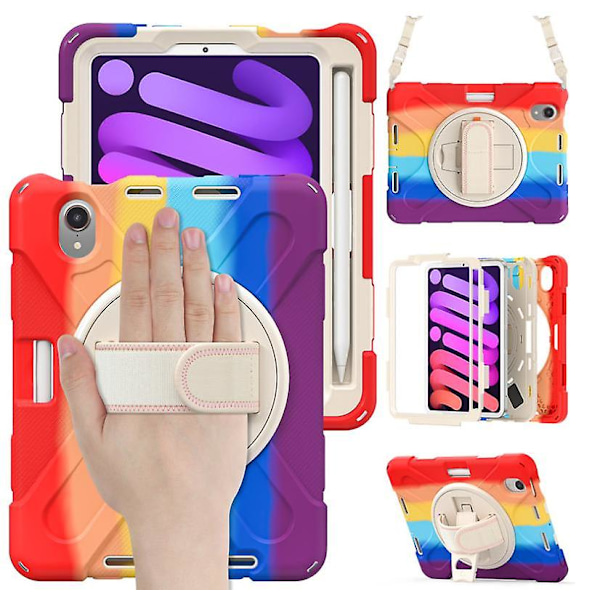 Nettbrettveske for iPad Air 4 2020 10.9'' med skulderstropp Rainbow