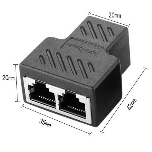 RJ45 Splitter Adapter LAN Ethernet-kabel 1-2-vägs Dual Port