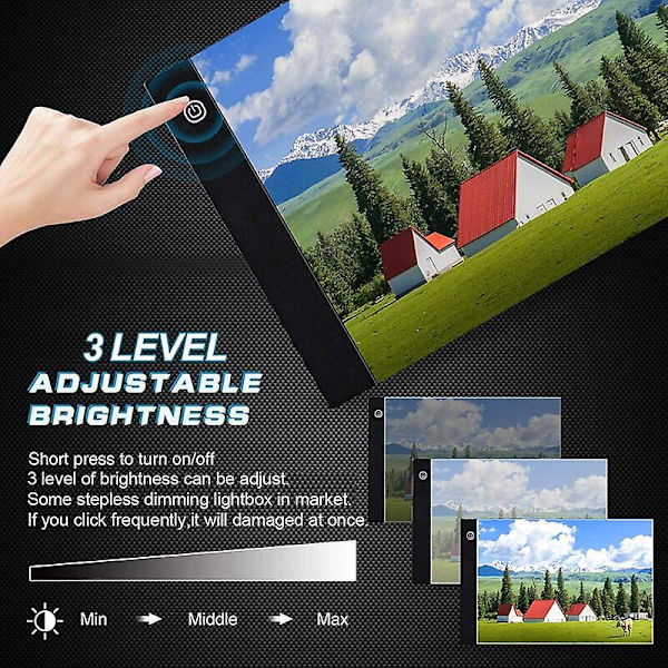 Kolmitasoinen himmennys A4 LED -piirtoalusta digitaalinen alusta USB-tabletti valoalusta kopiointilevy elektroninen taide graafinen maalaus Wacom-alusta Black