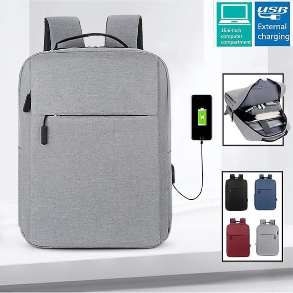 Jordgubbsryggsäck Herr Fritid Utomhus Usb Laddning Sportryggsäck Affärsdatorväska Resväska Black