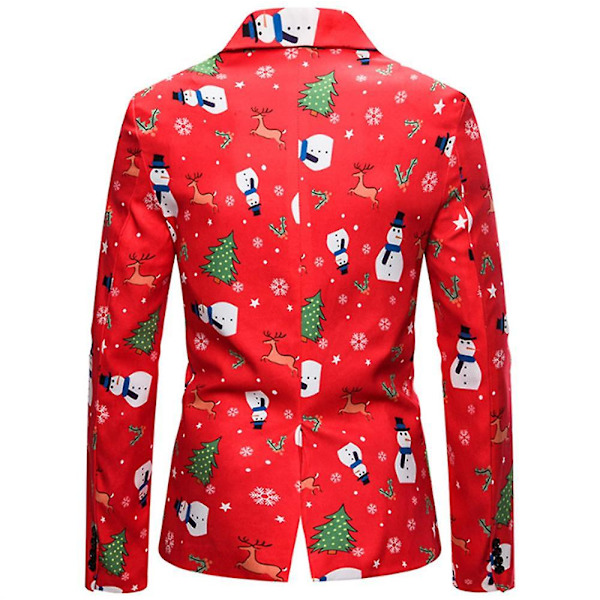 Herre Juleprint Blazer Jakke Casual Slim Knapper Dress Mann Langermet Jakke X-Large