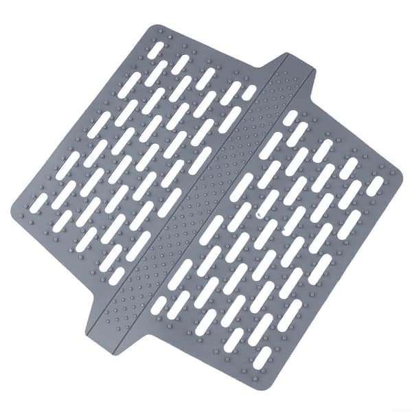 [LCS] Silicone Sink Mat for Double Sink, Heat-Resistant Kitchen Divider Protector with Non-Slip Grip, Grey