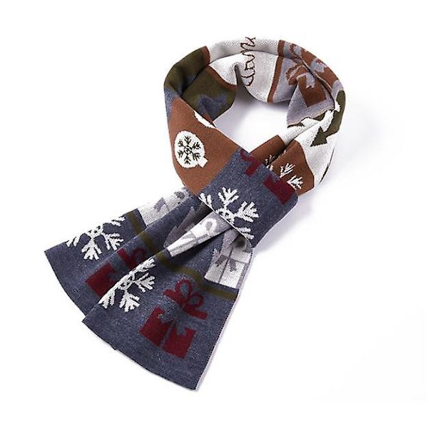 Vinterstrikket skjerf for kvinner og menn julemotiv skjerf dark gray