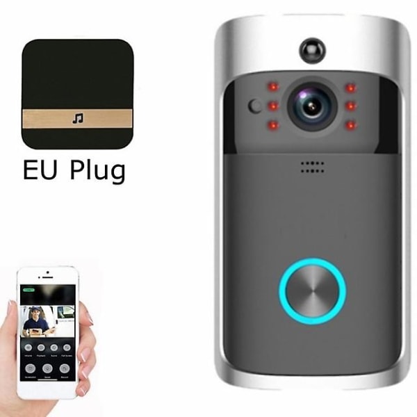 Wifi Smart Video Dörrklocka Intercom Smart Kamera Dörrklocka Pir Detektering Kamera Mörkerseende Hem Säkerhet Video Dörrklocka Black