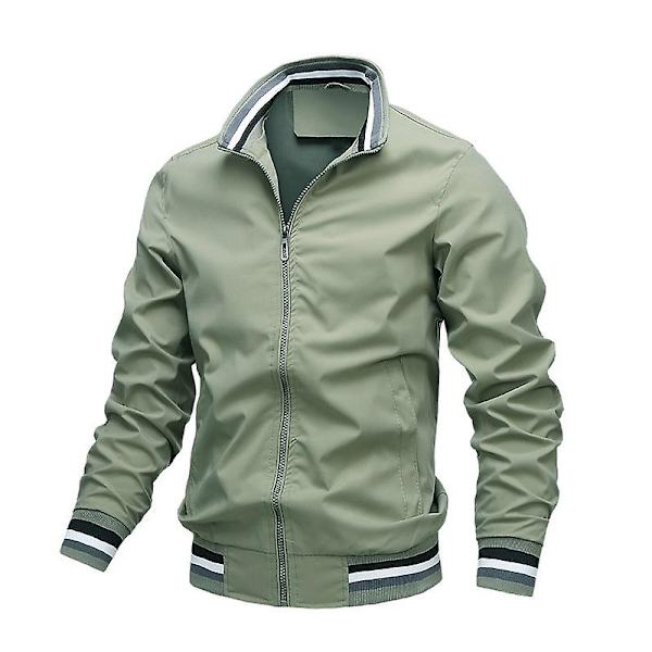 Chad Varsity Bomber Jakke Herre Casual Jakke Lynlås Letvægts Sportstøj Jakke Windbreaker Green M