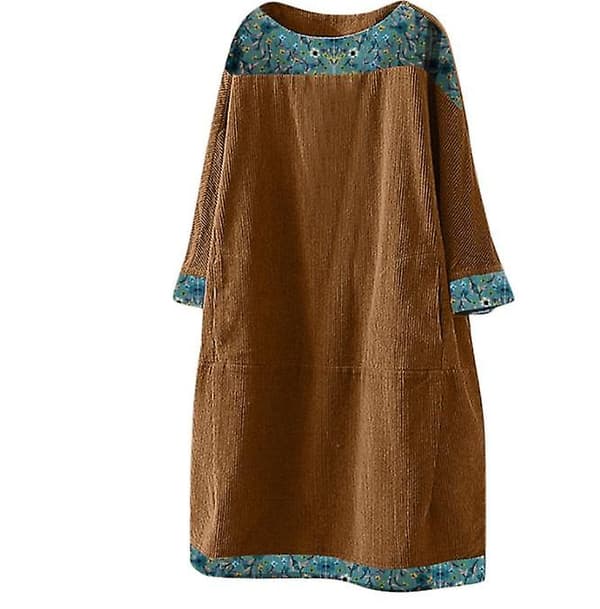 [LCS] Dame Oversize Tunika Kjole Fløjls Langærmede Toppe yellow 2XL