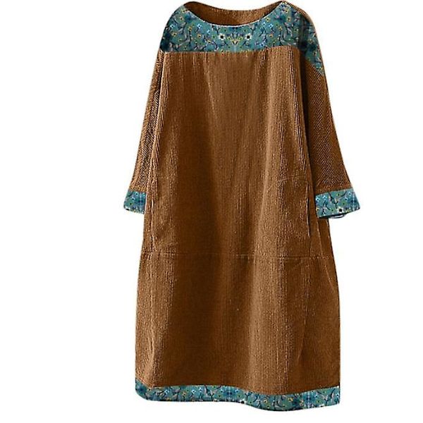 Oversize Tunika Klänning för Kvinnor, Manchester Långärmad Topp yellow 2XL