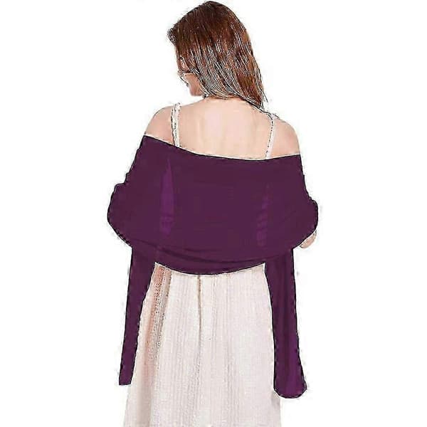 Brudesjal til kvinder Blød Chiffon Bryllupsaftenkjoler Flydende Slør Tørklæde Tilbehør Purple