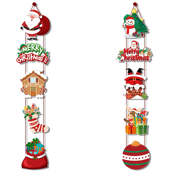 Hyvää Joulua Ovenripustusbanneri Joulupukki Lumiukko Pari Joulukoristeet Kotiin Joululahjat Navidad Uusi Vuosi Noel door banner