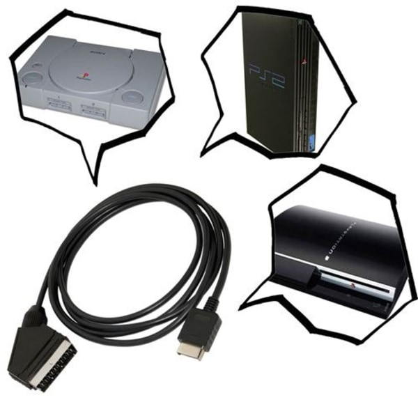 Huvudkabel för RGB AV Scart-kabel PS3 PS2 PS1 A PAL-svart