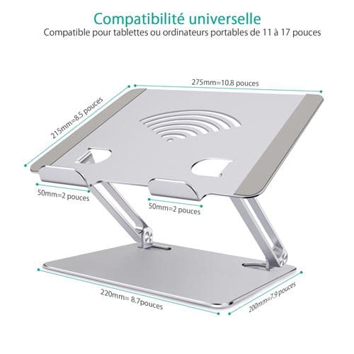 [LCS] Bærbar computerstander, Cheflaud bærbar PC justerbar ventileret aluminium