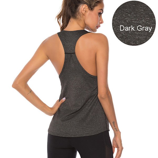 Yoga T-shirts Dame Sports Tank Top Atletisk Fitness Sports Tanktoppe Mørkegrå XL Dark Gray