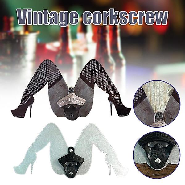 Hauskat jalat vintage-tyylinen pullonavaaja seinään kiinnitettävä metallinen olutpullonavaaja rustiikkinen työkalu kotibaariin Steel Color