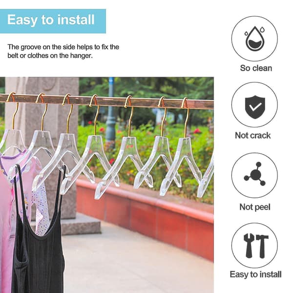 [LCS] 5 pcs. clear acrylic clothes hangers with gold hook