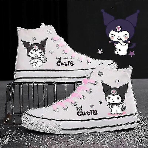Sanrio Kuromi Canvas Sneakers Höga Vardagliga Sportskor Campus Present Pojkar Flickor Studenter Nya Tjocka Sula Zapatos De Mujer 2-WELLNGS 39