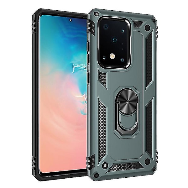 Militær Grad Cover Kompatibelt med Samsung Galaxy S20 Ultra/s20 Plus/s20, Beskyttende Telefon Cover Med Ring Støttefod Green Galaxy S20