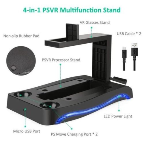4-i-1 PSVR Laddningsställ med hållare för PlayStation VR förvaring