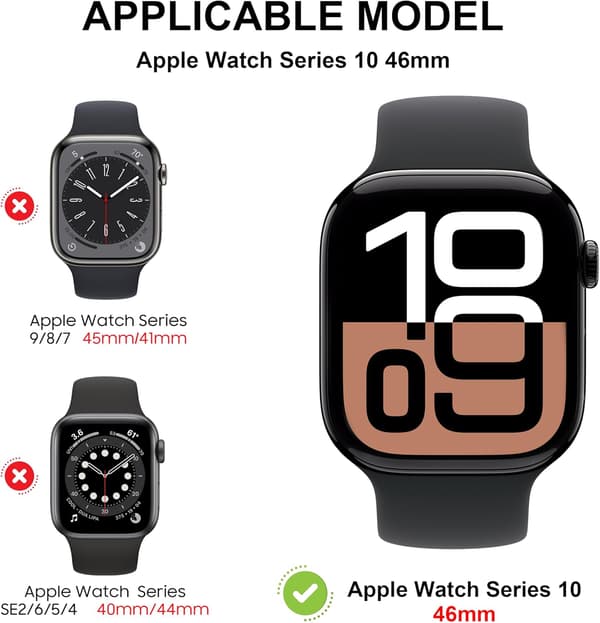 [LCS] 2-pack Screen Protector for Apple Watch Series 10 46mm, Ultra-thin Tempered Glass Screen Protector for iWatch S