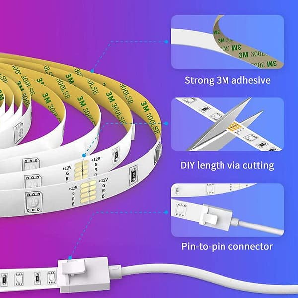 [LCS]15 meter smart färgskiftande LED-lampa, med appkontroll, sovrum, rum