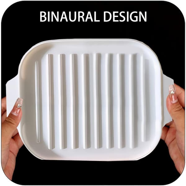 [LCS] Microwave Bacon Tray, 30 x 20 x 0.8 cm Silicone Bacon Pan with Lid and Handle, Crispy Bacon Maker