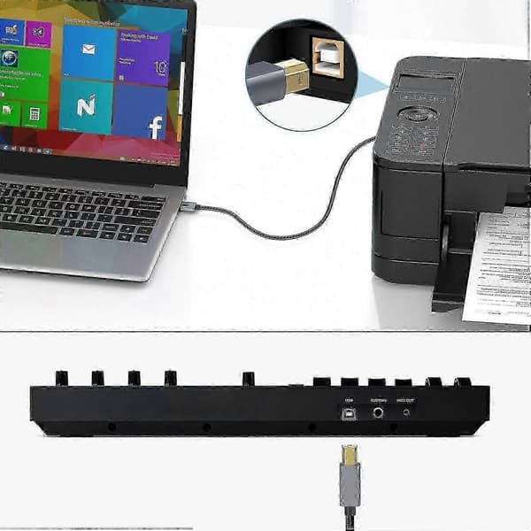 10m USB 2.0 A til B printerkabel, højhastighedsscannerkabel til Dell, Epson-printere