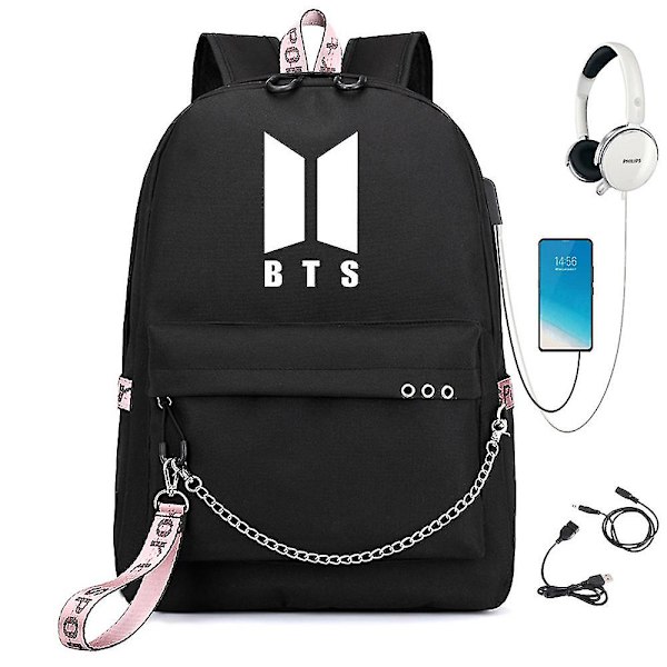 Bts Ryggsäck Söt USB Laddning Skolväska Style23