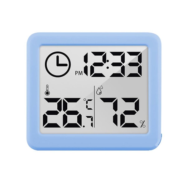 Termometer Hygrometer Automatisk Elektronisk Temperatur Luftfuktighetsmätare Klocka Blue