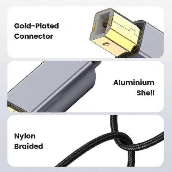 10m USB 2.0 A till B skrivarkabel, höghastighetsskannerkabel för Dell, Epson-skrivare