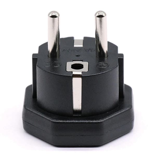[LCS] US/JP/CA hannplugg til EU/DE/FR/IT/ES hunnplugg, US/CA/JP hannplugg for elektronisk enhet EU 2-pinners hunnadapter (3 stk svart)