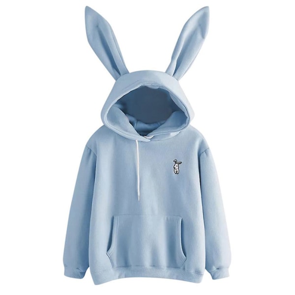 Söt Kanin Hoodie Dam Huvtröja Kaninöron Flicka Långärmad Tröja Sweatshirt Huvjacka Wine Red 2XL