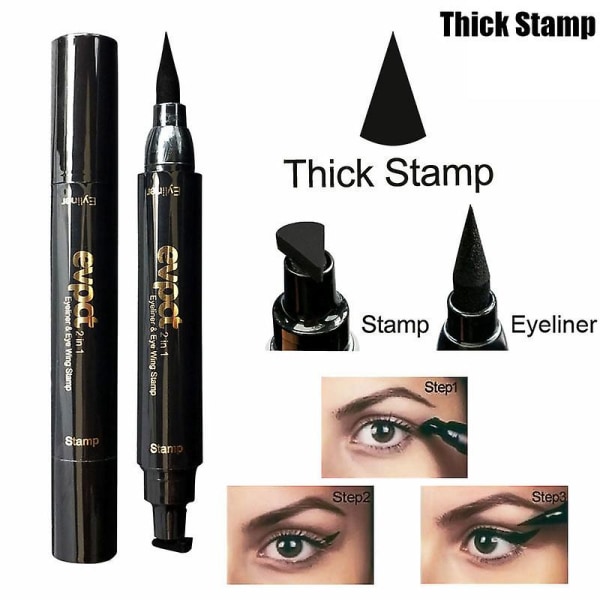 Evpct Double Head Mark Seal Pen Flytande Eyeliner Penna Stämpel Point Tattoo Makeup Tool Thick Stamp