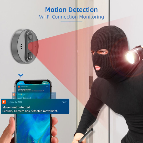 Tuya Smart Wifi dörrklocka med 720p/120 kamera videokikhål för dörr 4,3" LCD-skärm 24h Pir Movement Detection Eye
