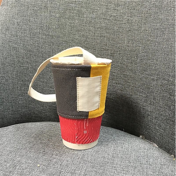 Färgkontrastskarvning Mjölktepåse Färgmatchande Mode Handhållen Koppskydd Mjölkte Liten Ficka Dryckespåse Kaffe Red and green