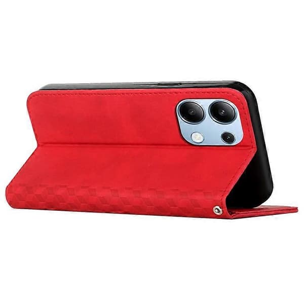 Kompatibelt fodral för Xiaomi Redmi Note 13 4G, stöttåligt plånboksfodral i PU-läder med stativfunktion Red