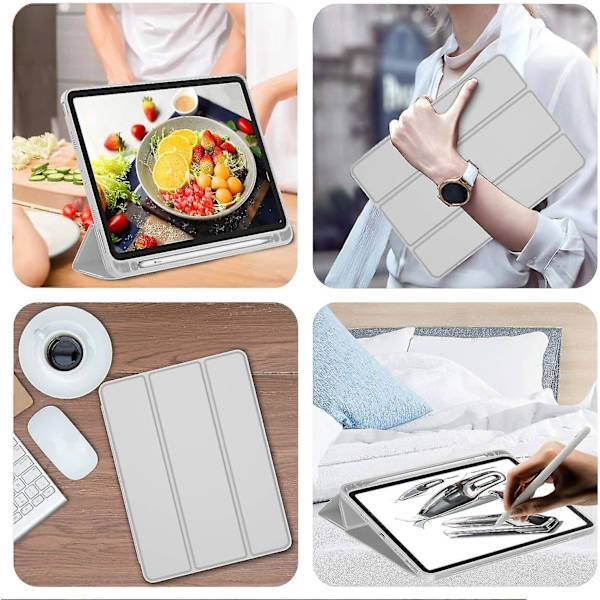 Cover til Ipad Air 4. generation 2020 med penholder, Ipad Air4 10,9 tommer cover, Stødsikkert Smart Shell gray