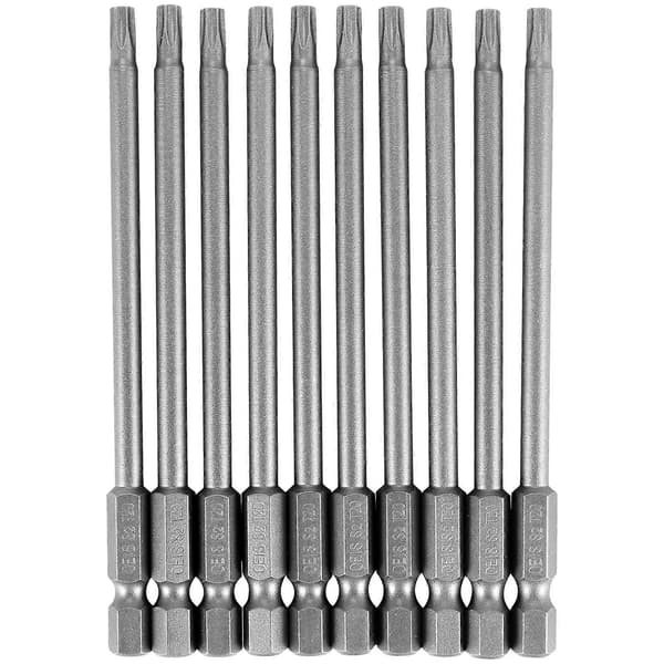 [LCS]10st 100mm Längd 1/4 tum T20 Torx Skruvmejselbits, Silvergrå