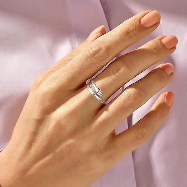 S925 Sterling Silver Kramring för Kvinnor Tonåringar Justerbar Ring