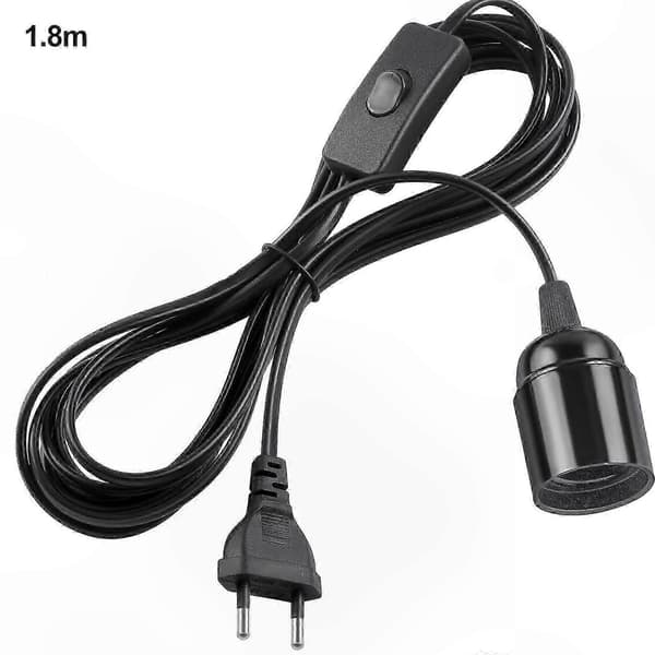 [LCS] 3-pak E27 lampeholder med afbryder og 1,8 m EU-stik strømkabler til LED-pendellamper black 1PCS-Black