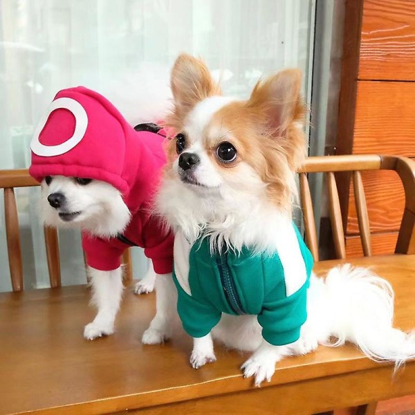 Kjæledyr Squid Game Katt Hund Hettegenser Varmt Kostyme Klær Triangle red M