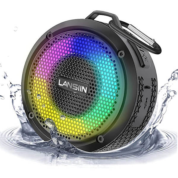 Duschhögtalare, Bluetooth-högtalare 5.0 med RGB-ljus, Bärbar trådlös högtalare Gray