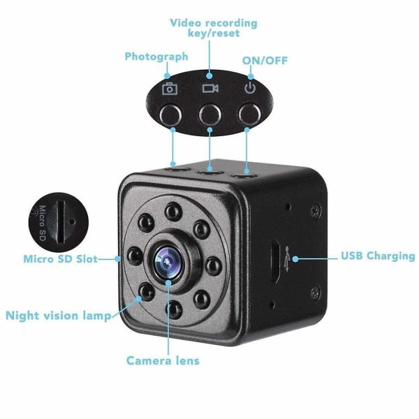 Spionkamera, Full HD 1080P Mini Trådlös Bärbar Spionkamera Micr