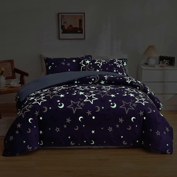 Galaxy Selvlysende Dynetrekksett for Barn Stjerneklar Nattsengesett 225x225cm